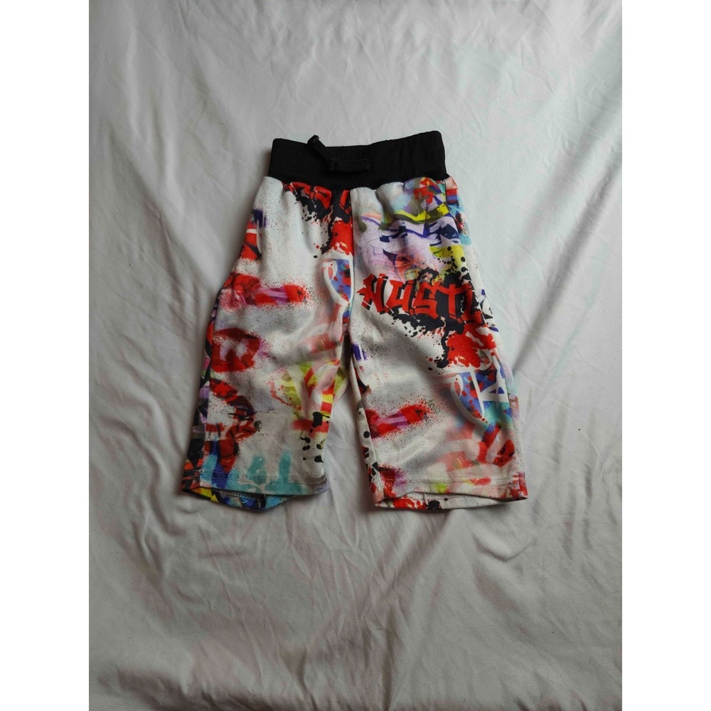 Phat Farm Shorts Boys Size 6 Multicolor Graffiti Print Drawstring Pull On Casual
